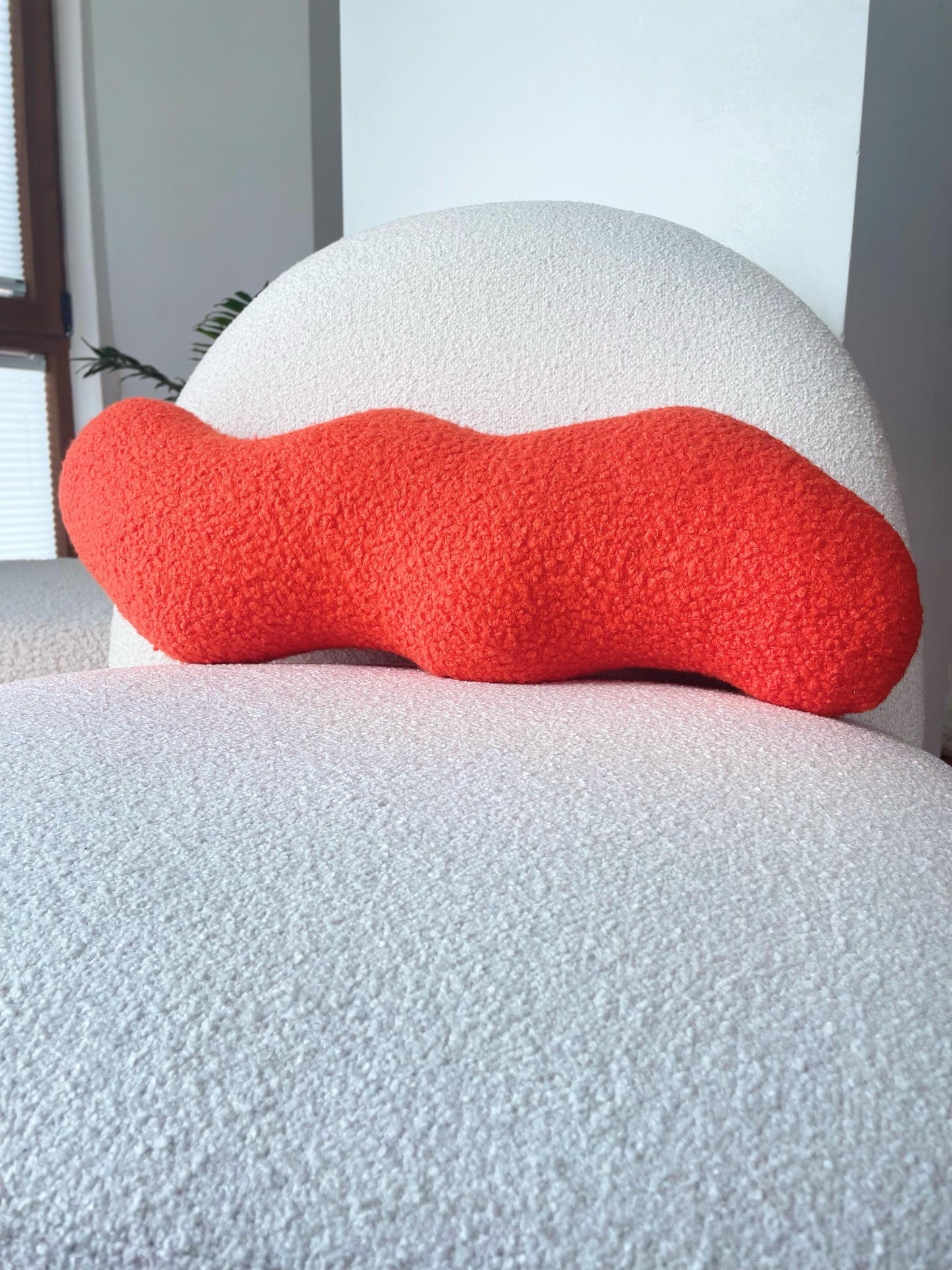 Orange Wavy Boucle Pillow: Modern Accent Cushion