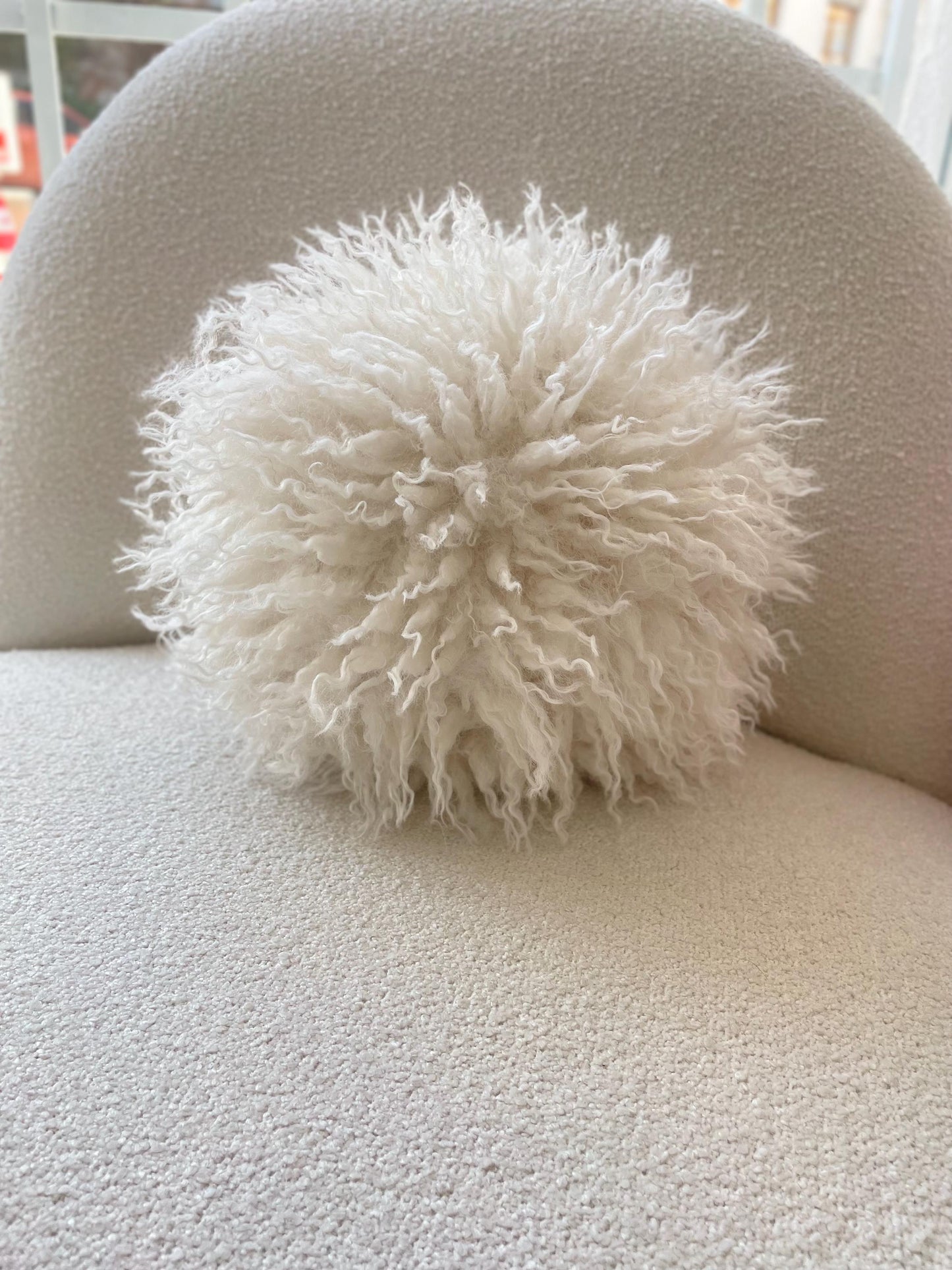 Tibetan Faux Fur Pillow Cover | Cream Textured Cushion | Neutral Accent