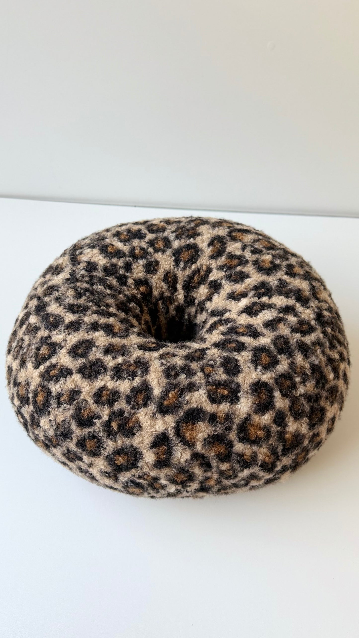 Leopard Bouclé Donut Pillow – Sculptural Accent Cushion