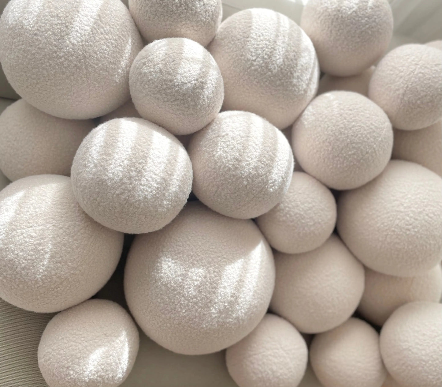 Handmade Boucle Ball Pillow – Round Teddy Cushion