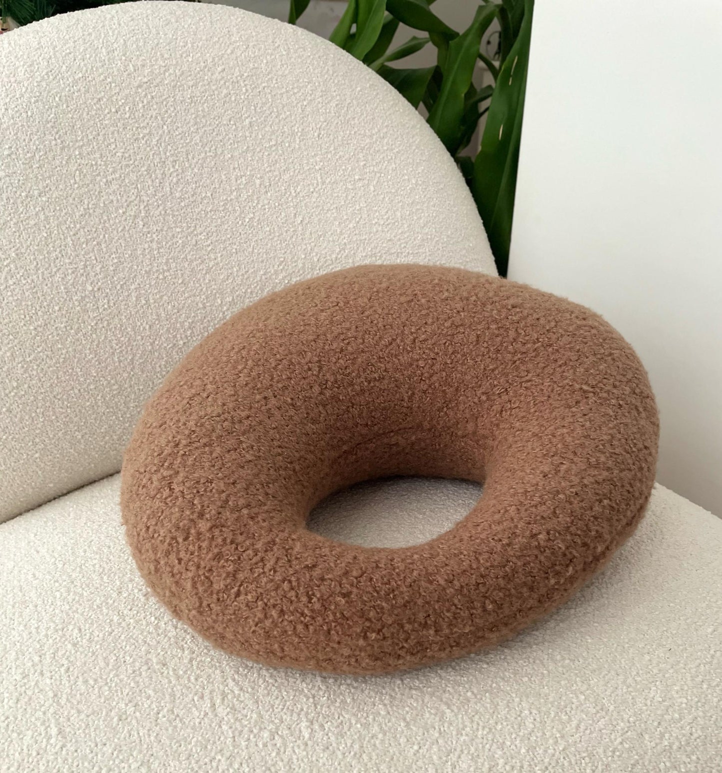 Amorphous Mocha Mousse Boucle Cushion | Asymmetrical Design | Neutral Earthy Tones
