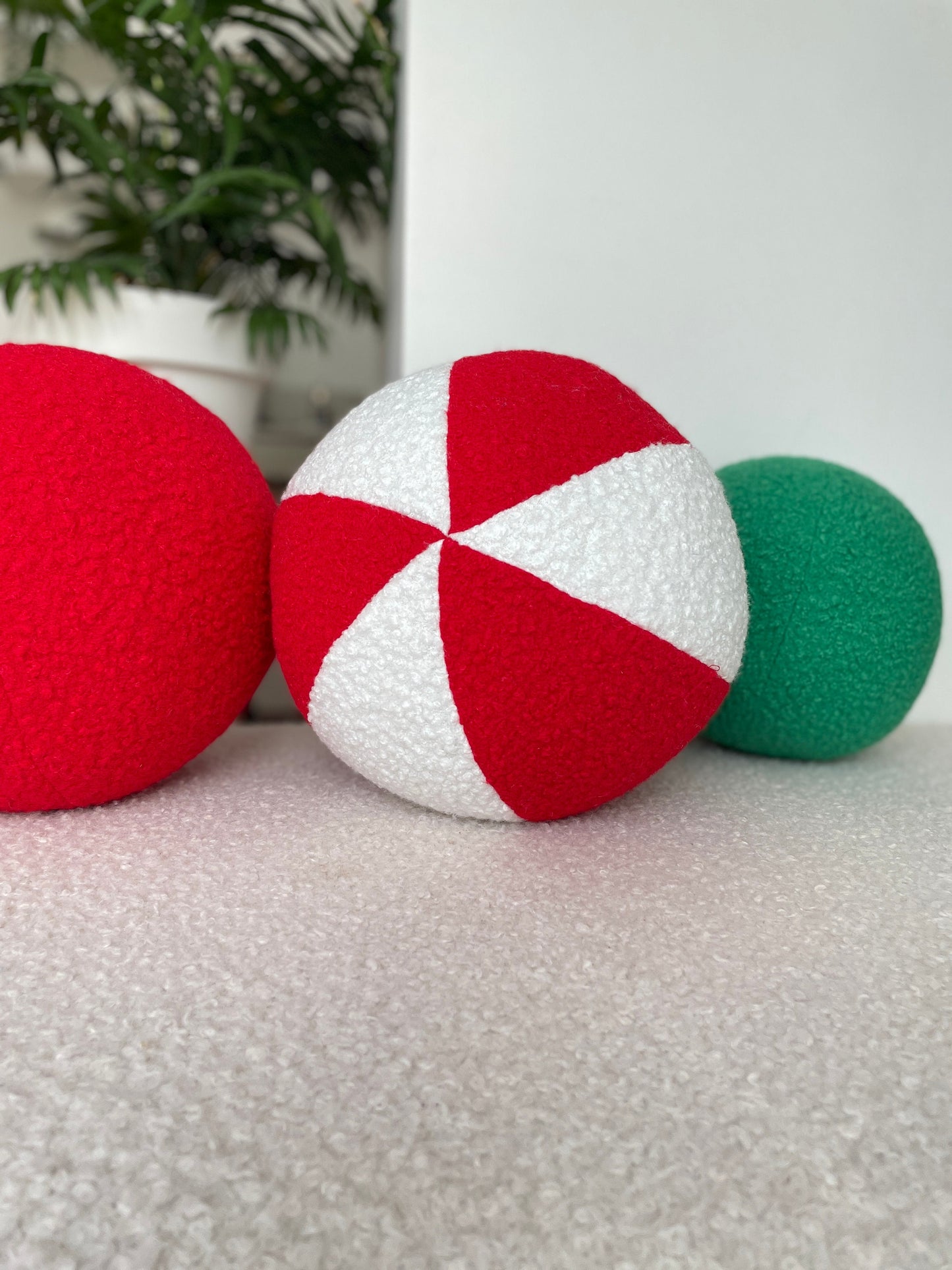 Boucle Ball Pillow: Christmas Ornament, Modern Home Decor