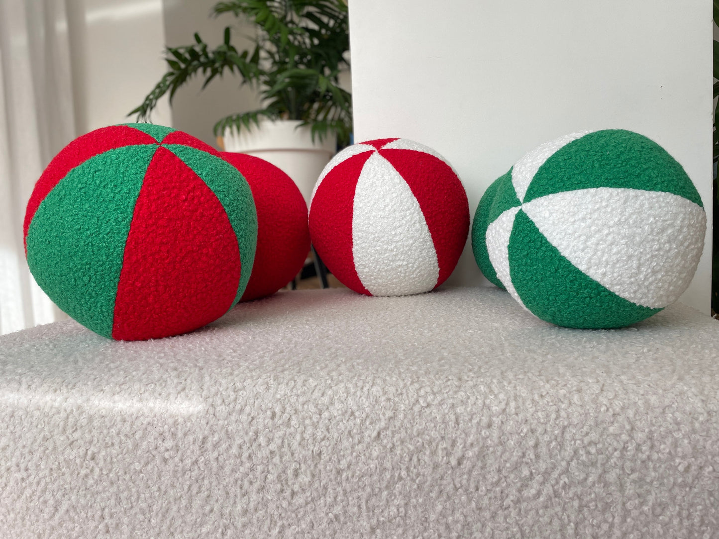 Boucle Ball Pillow: Christmas Ornament, Modern Home Decor