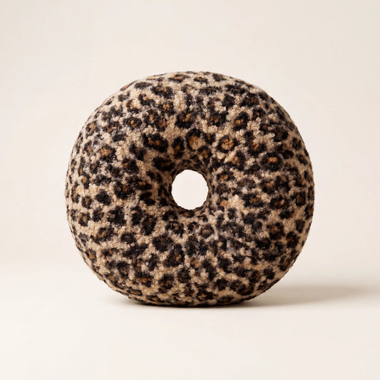 Leopard Bouclé Donut Pillow – Sculptural Accent Cushion