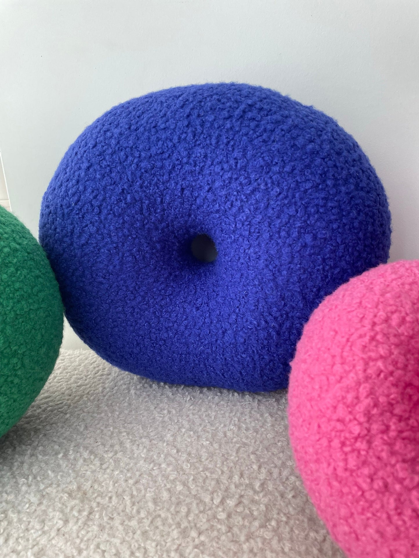 Blue Boucle Donut Pillow, Modern Home Decor, Handmade