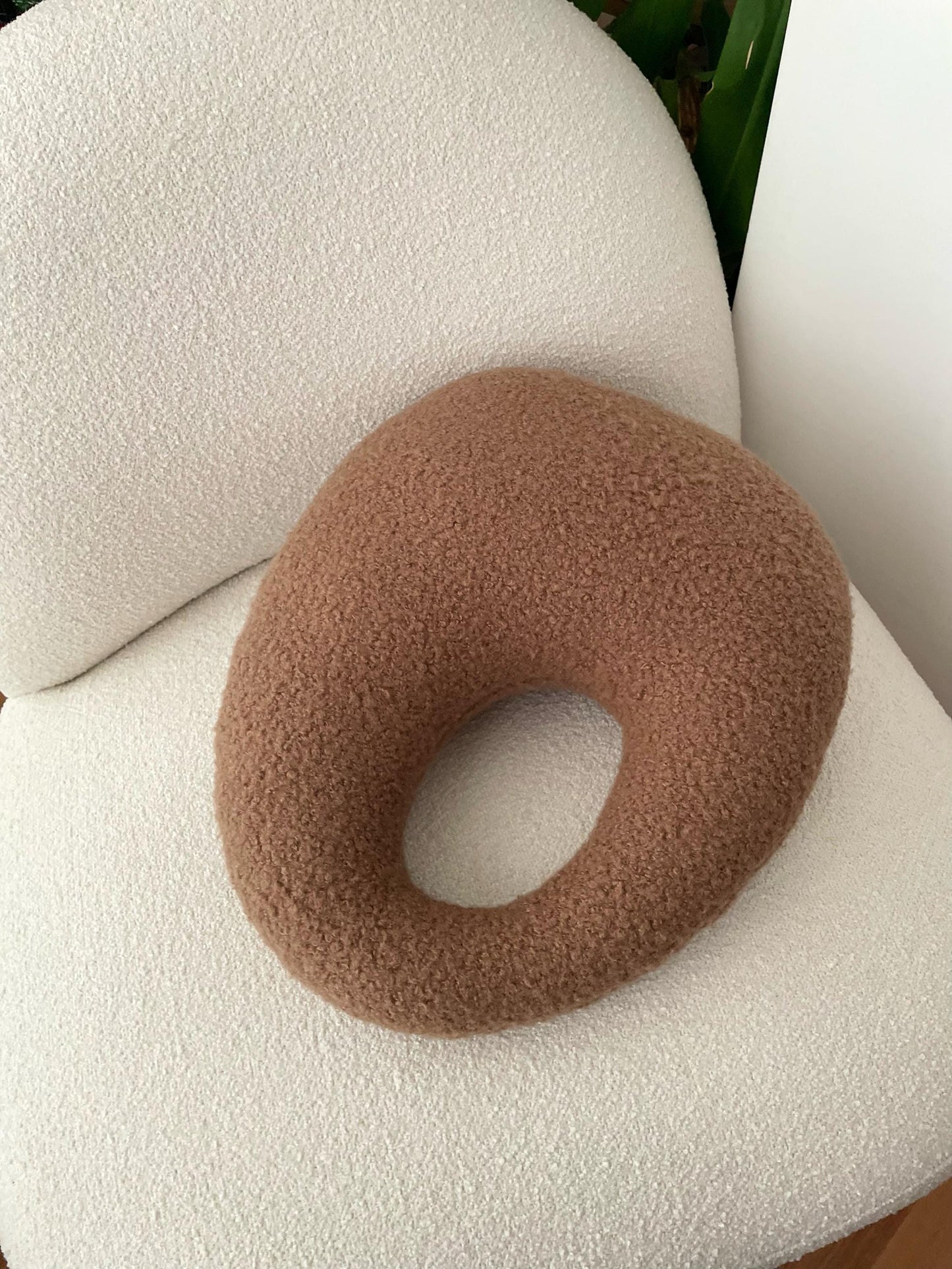 Amorphous Mocha Mousse Boucle Cushion | Asymmetrical Design | Neutral Earthy Tones