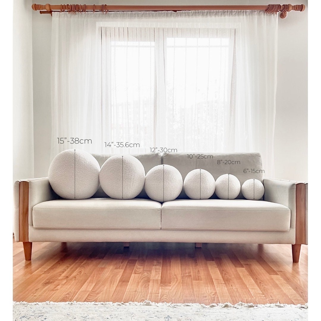 Soft Beige Boucle Ball Pillow: Modern Minimalist Home Decor