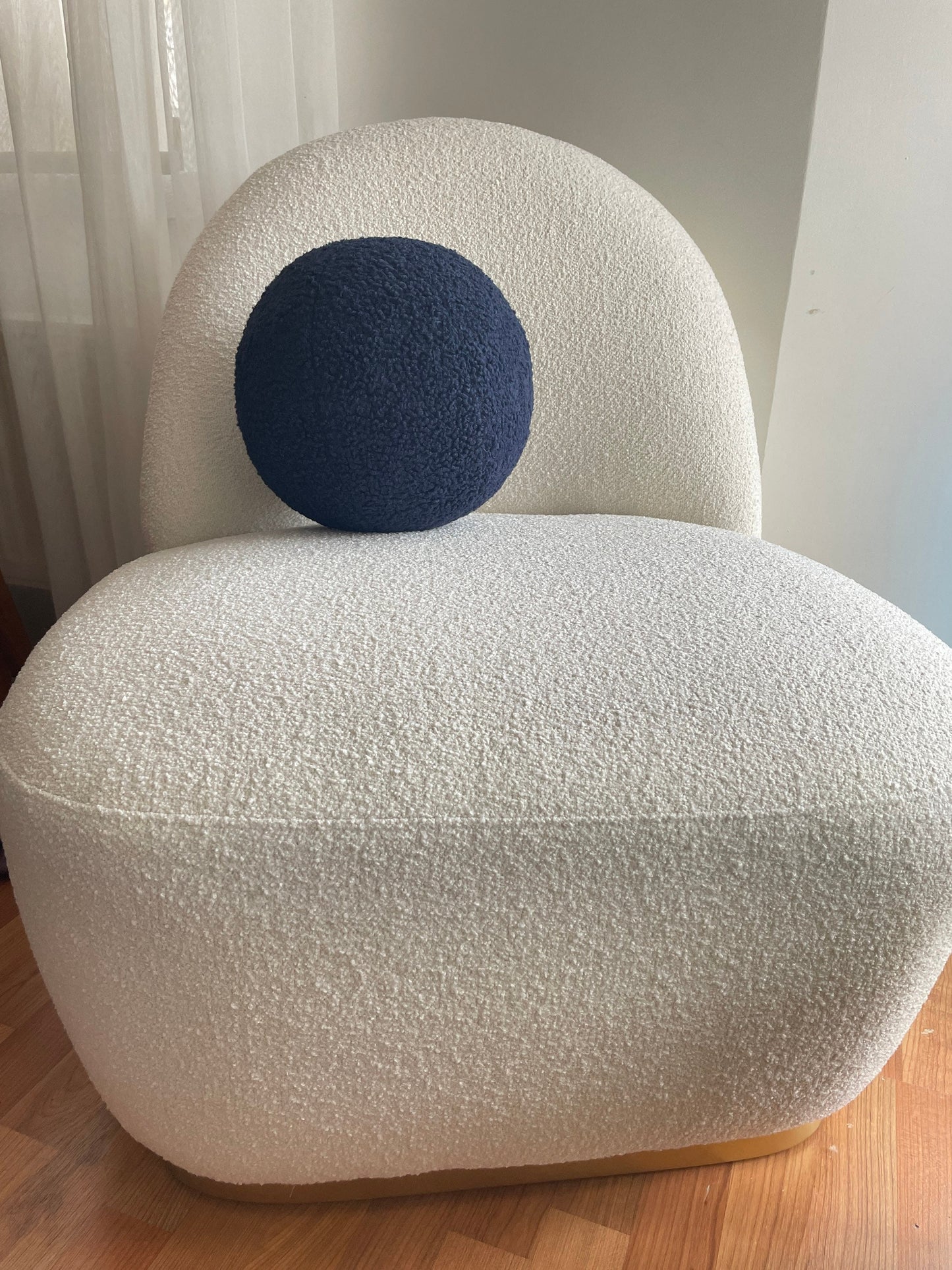Navy Blue Boucle Ball Pillow, Modern Home Decor