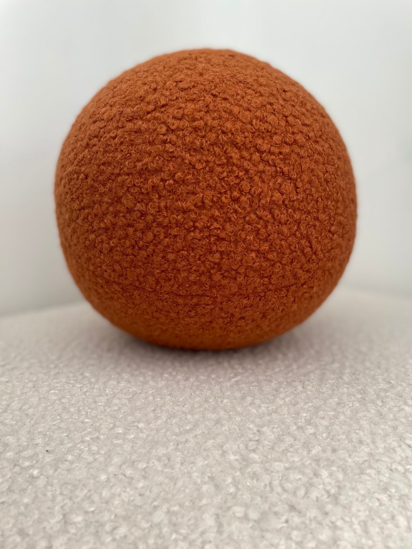 Handmade Boucle Ball Pillow: Cinnamon Teddy Cushion