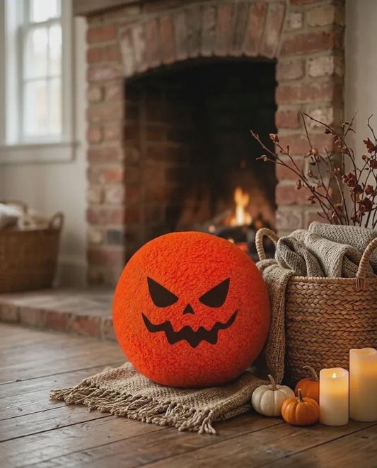 Halloween Pumpkin Pillows, Teddy Boucle Ball Cushion