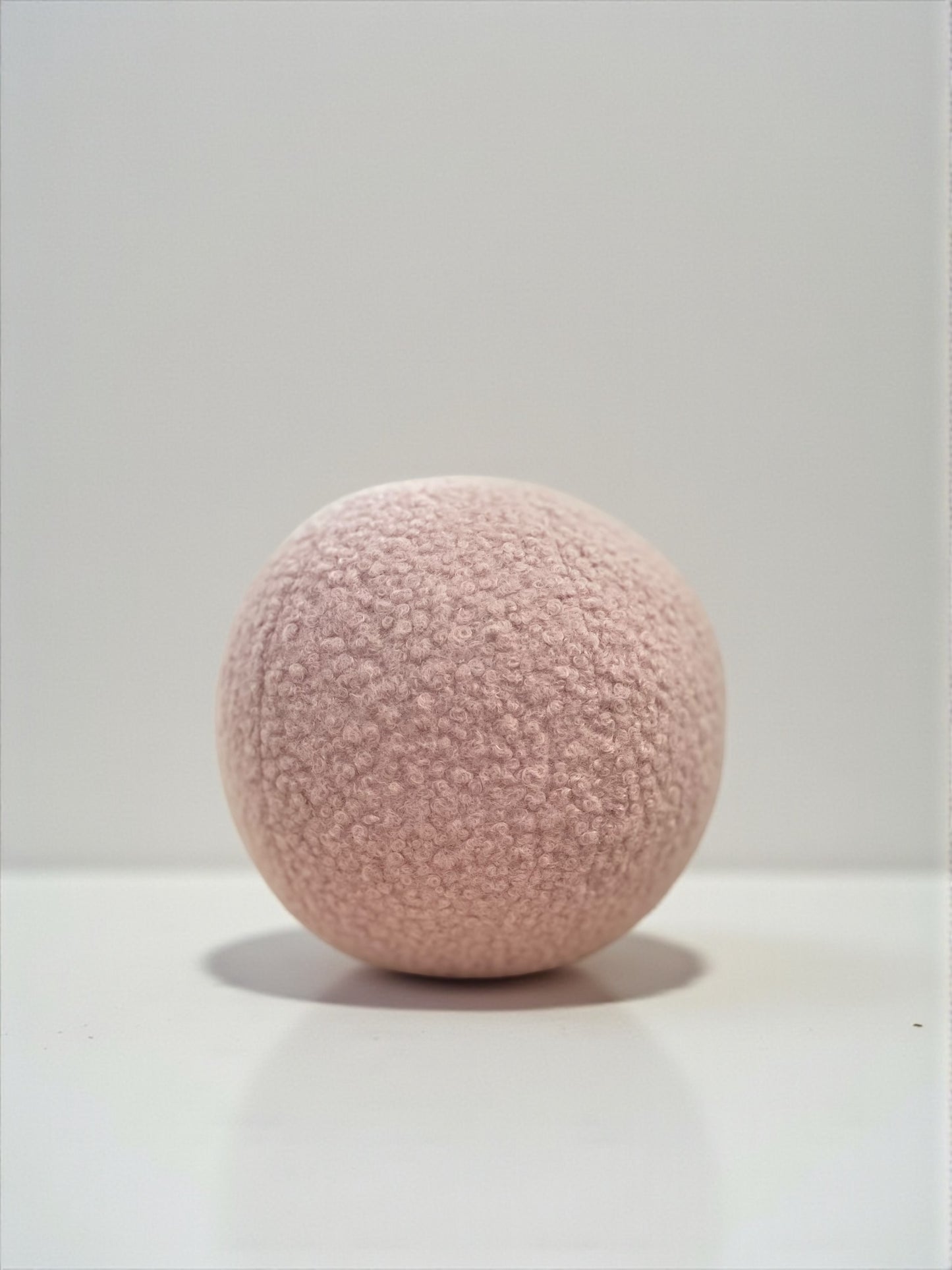 Handmade Boucle Ball Pillow: Powder Pink Teddy Cushion