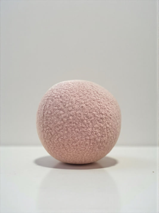 Handmade Boucle Ball Pillow: Powder Pink Teddy Cushion