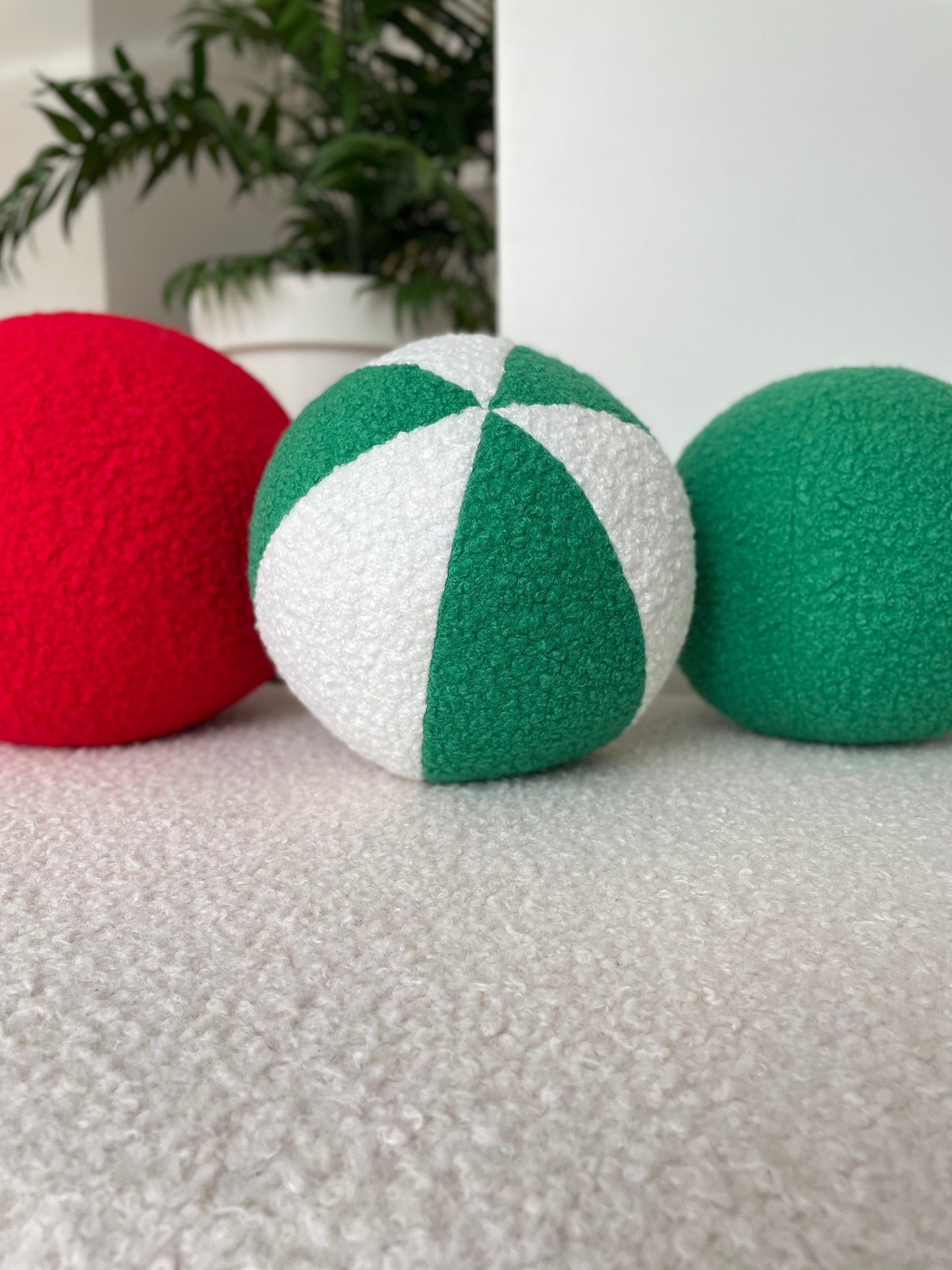 Boucle Ball Pillow: Christmas Ornament, Modern Home Decor