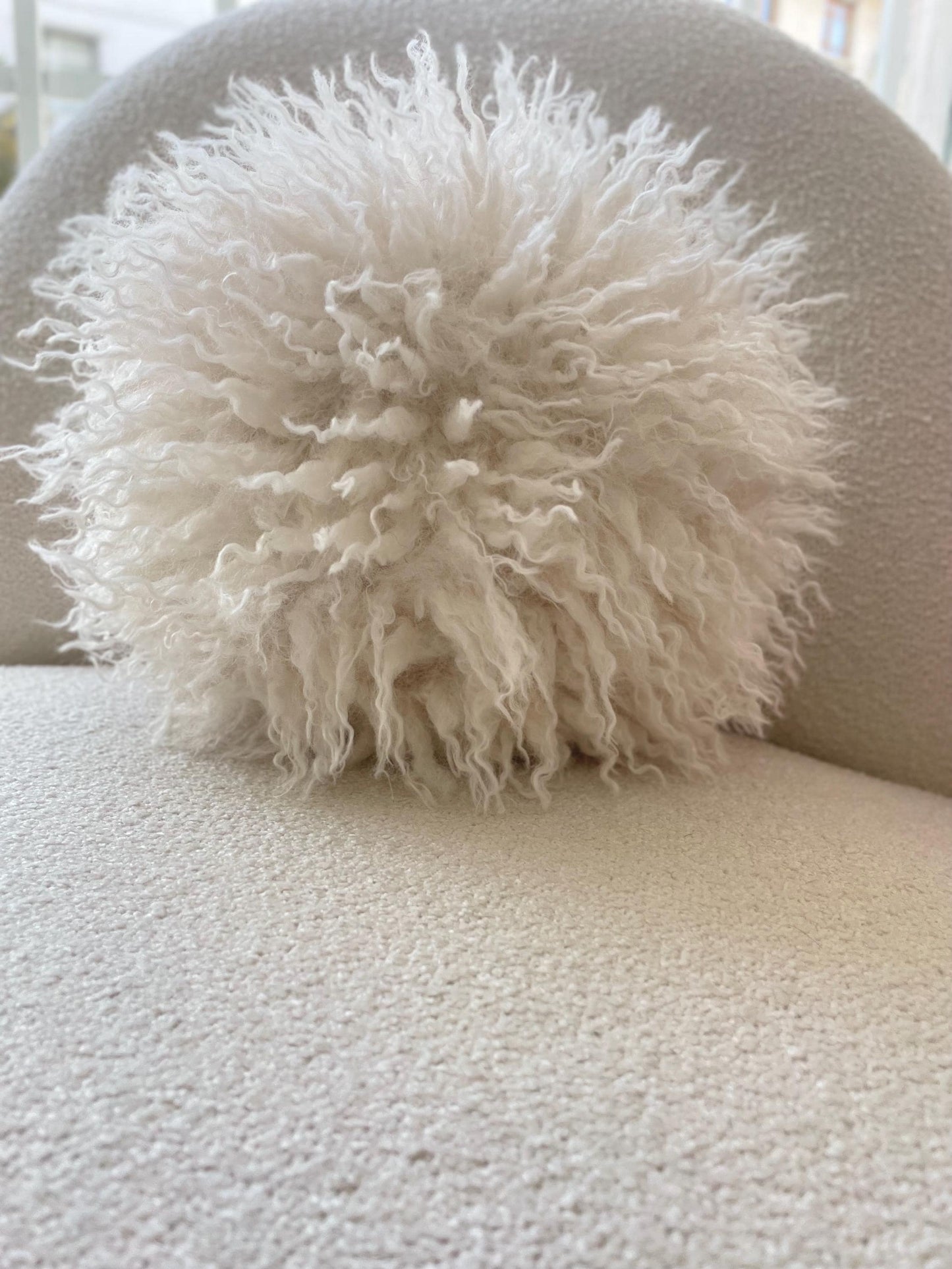 Tibetan Faux Fur Pillow Cover | Cream Textured Cushion | Neutral Accent