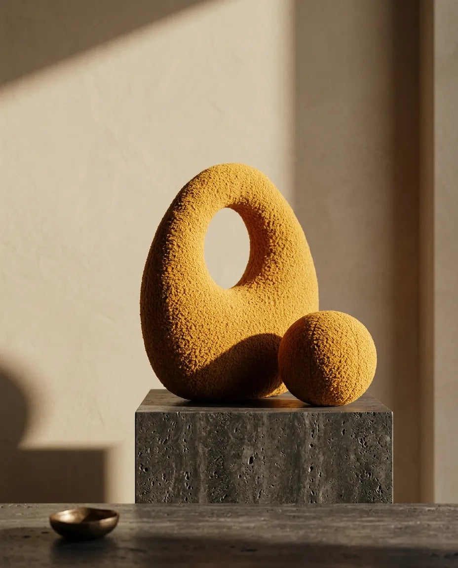 Mustard Amorphous Boucle Pillow