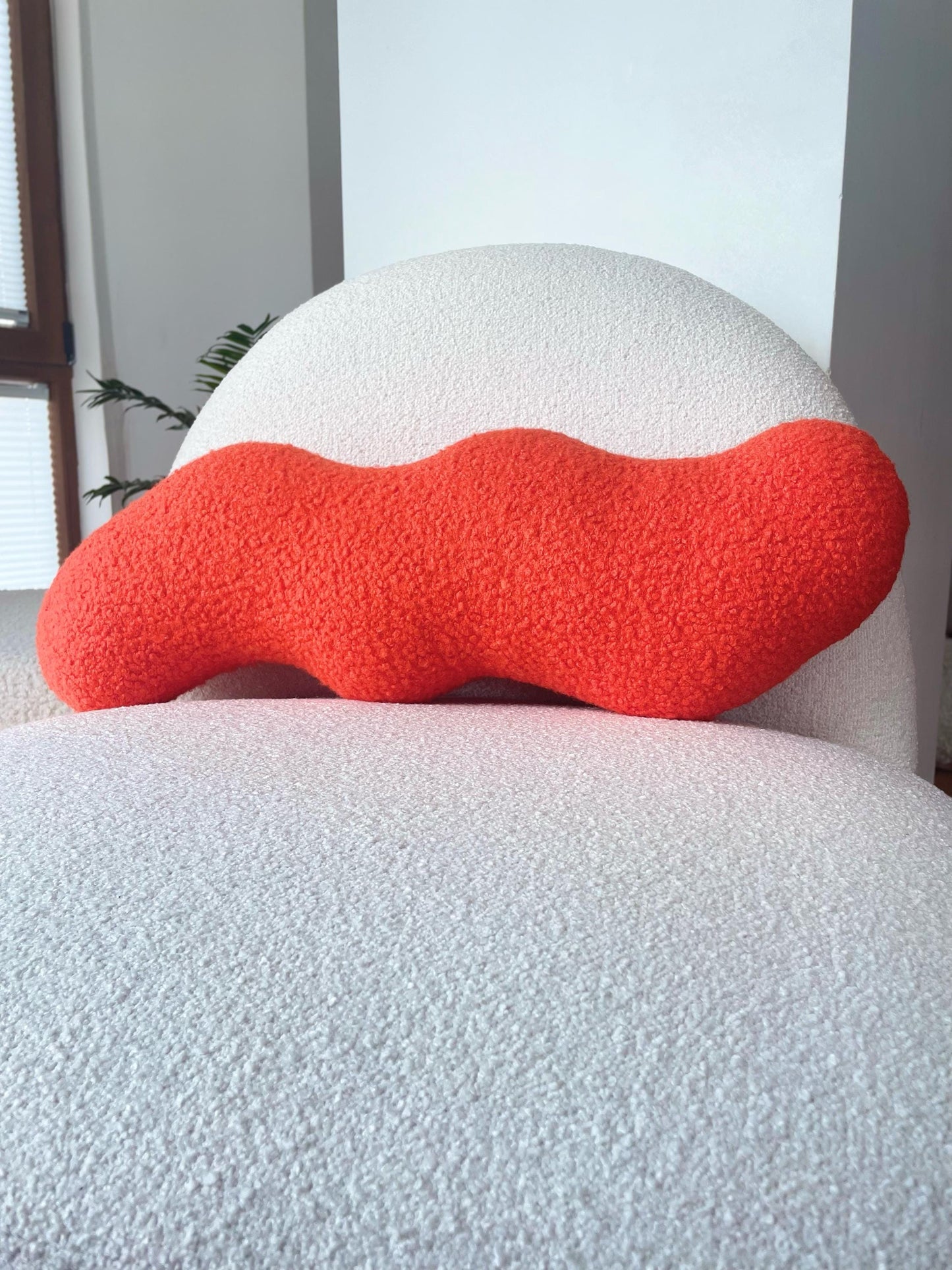 Orange Wavy Boucle Pillow: Modern Accent Cushion