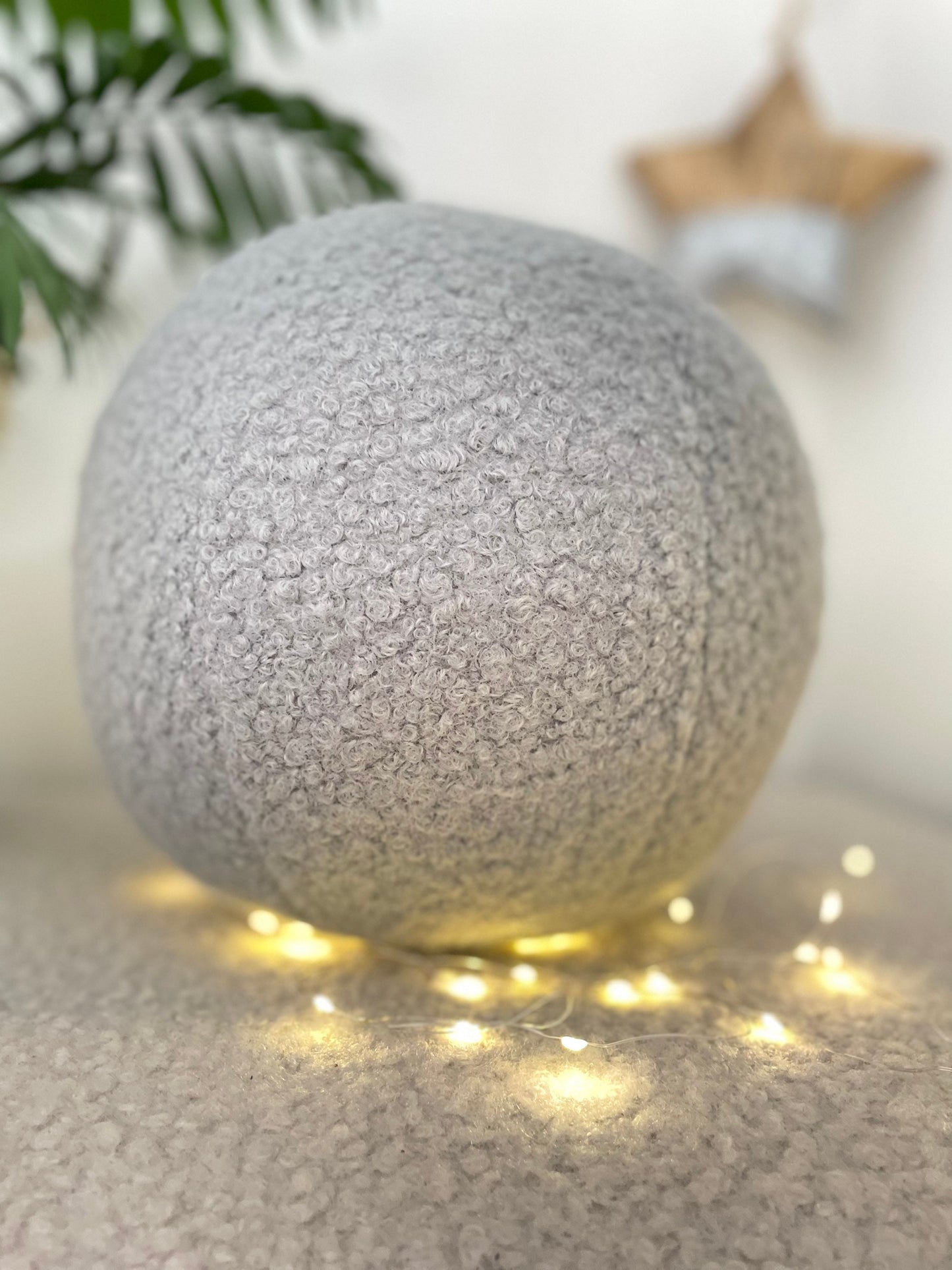 Boucle Ball Pillow: Grey Teddy Home Decor