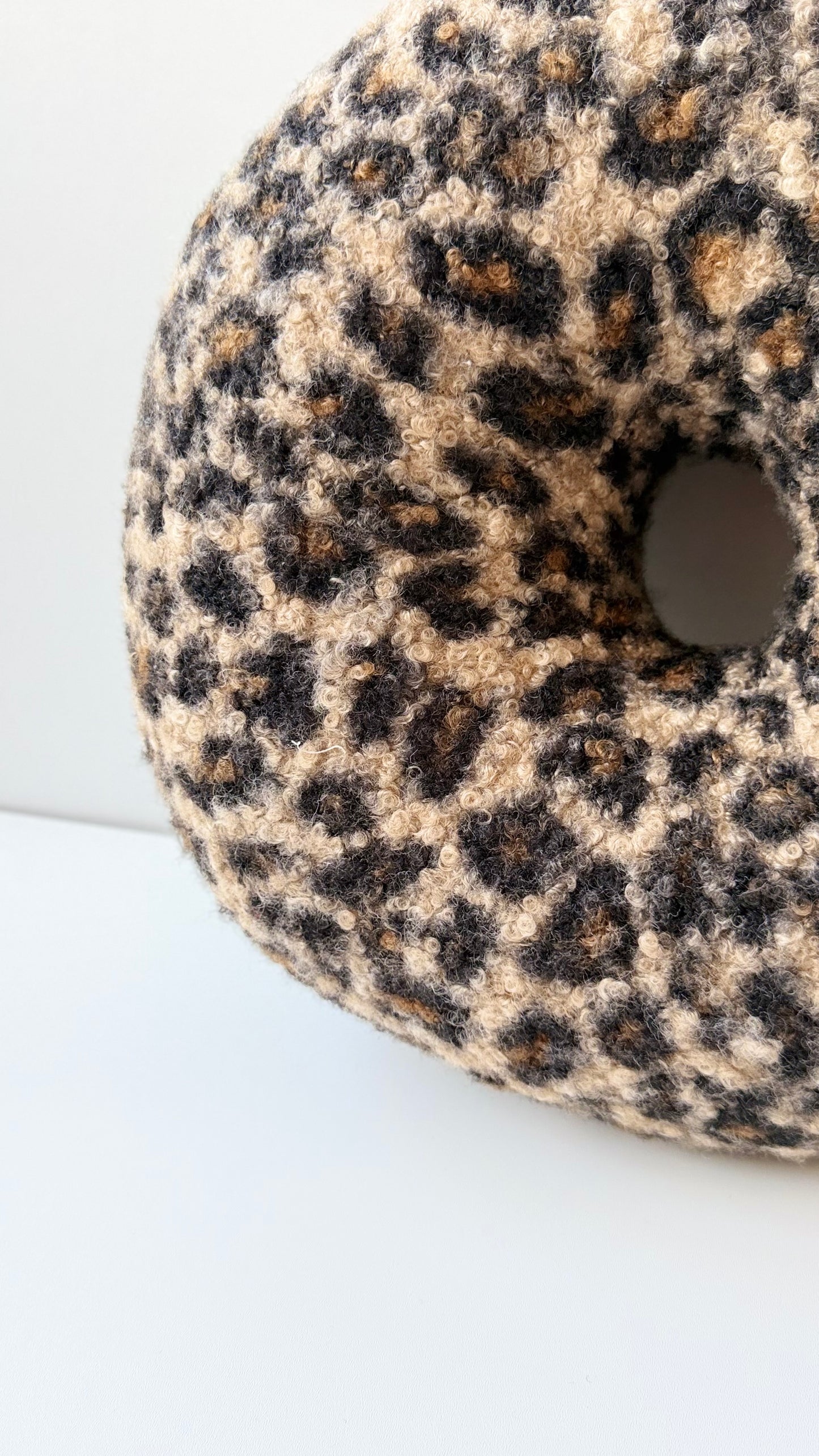 Leopard Bouclé Donut Pillow – Sculptural Accent Cushion