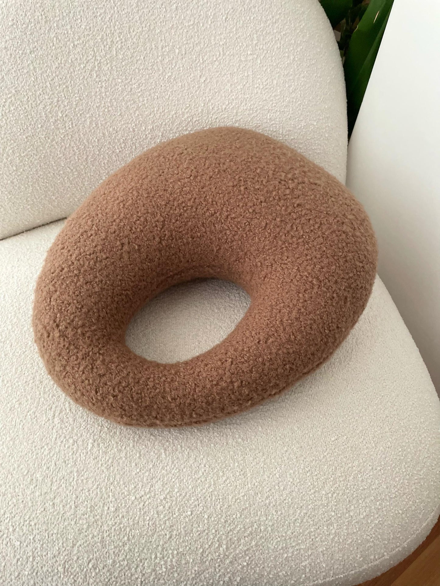 Amorphous Mocha Mousse Boucle Cushion | Asymmetrical Design | Neutral Earthy Tones