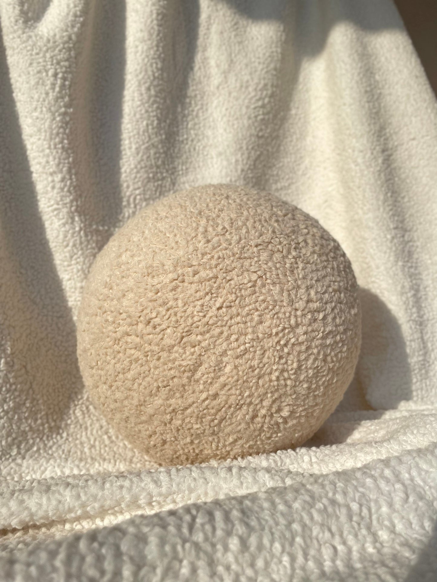 Soft Beige Boucle Ball Pillow: Modern Minimalist Home Decor