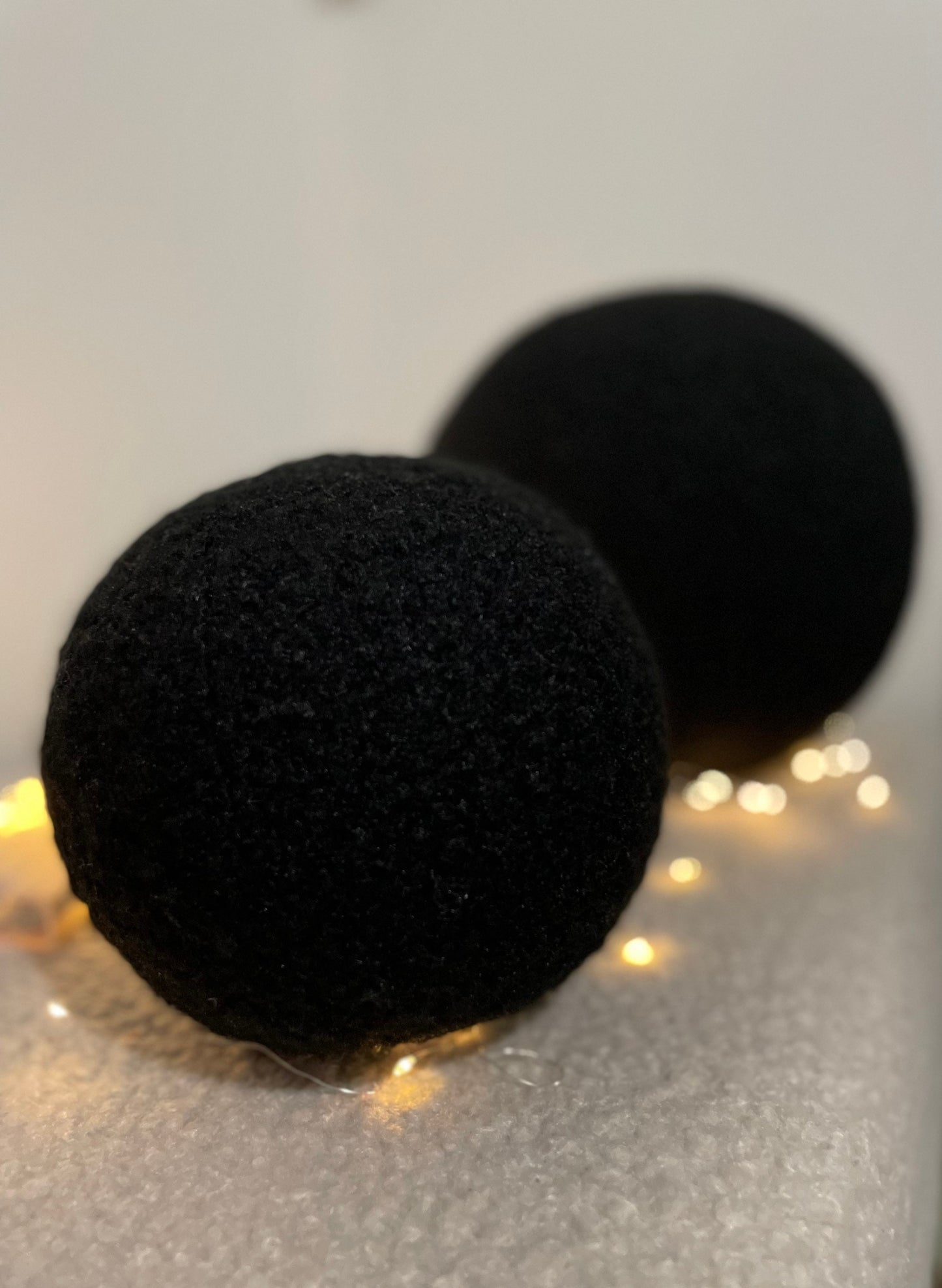 Black Boucle Ball Pillow: Handmade Teddy Cushion, Home Decor