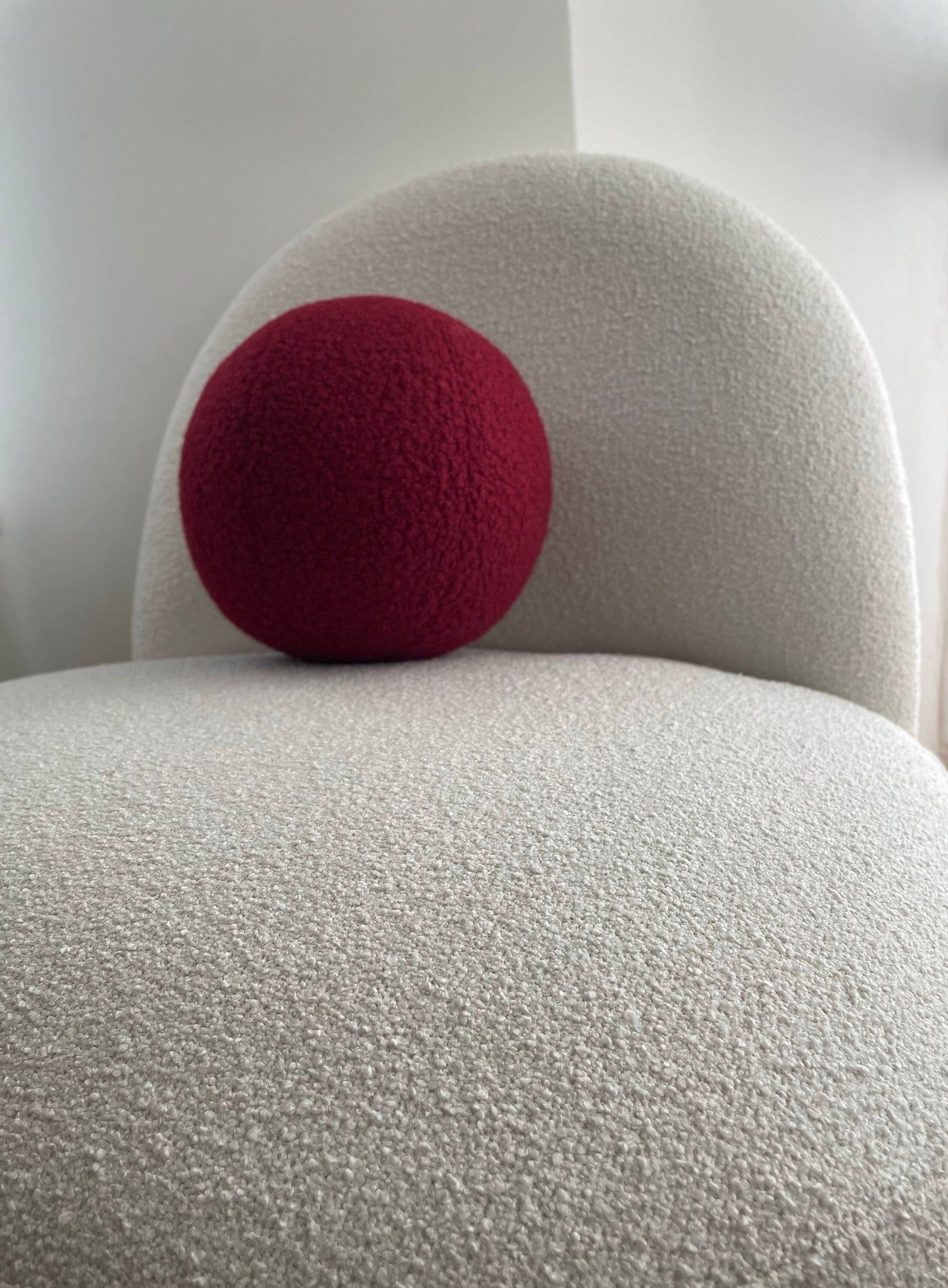 Burgundy Boucle Ball Pillow: Modern Minimalist Home Decor