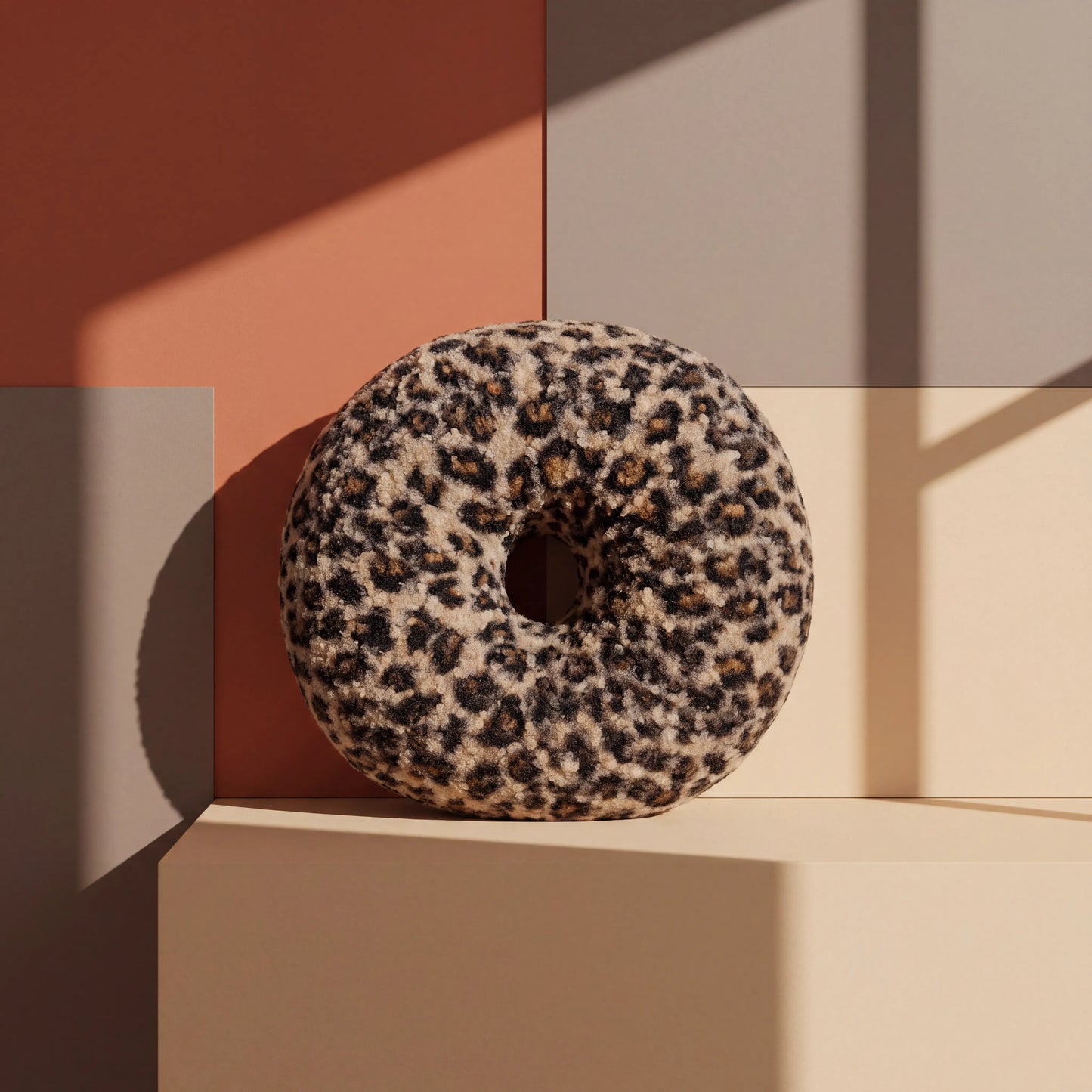Leopard Bouclé Donut Pillow – Sculptural Accent Cushion