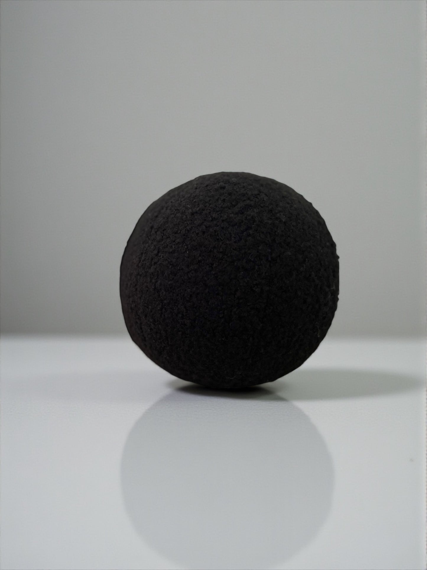 Black Boucle Ball Pillow: Handmade Teddy Cushion, Home Decor