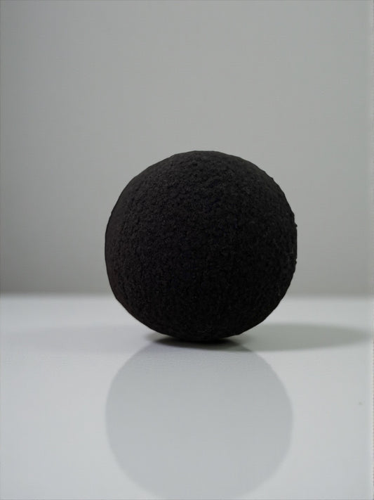 Black Boucle Ball Pillow: Handmade Teddy Cushion, Home Decor