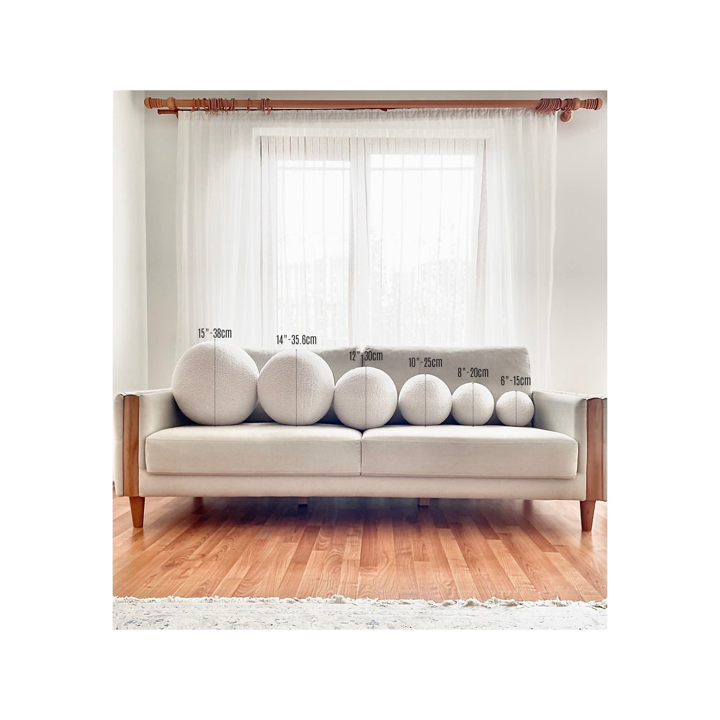 Boucle Ball Pillow: Light Beige Teddy Round Throw Cushion