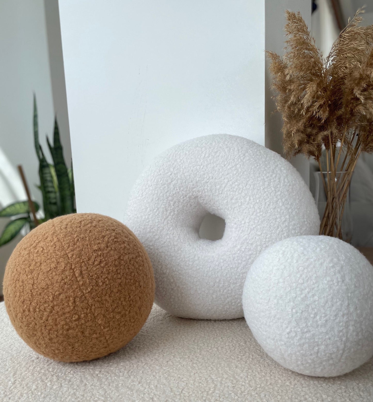 Boucle Donut Decorative Pillow, Teddy Ball Cushion,Bestseller Home Decor