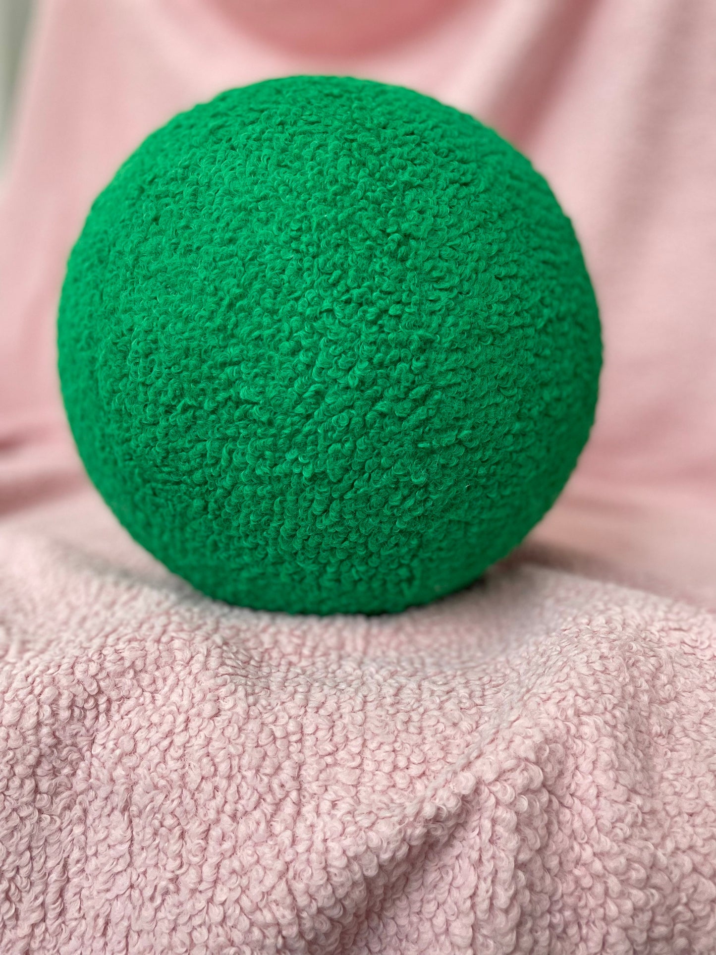 Emerald Green Boucle Ball Pillow, Modern Home Decor