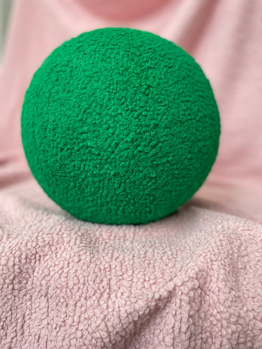 Emerald Green Boucle Ball Pillow, Modern Home Decor