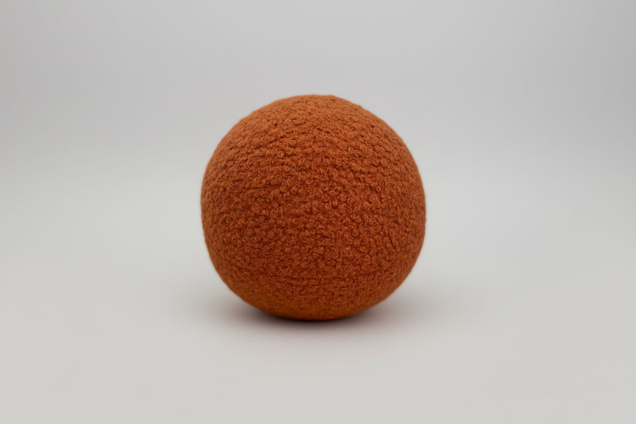 Handmade Boucle Ball Pillow: Cinnamon Teddy Cushion