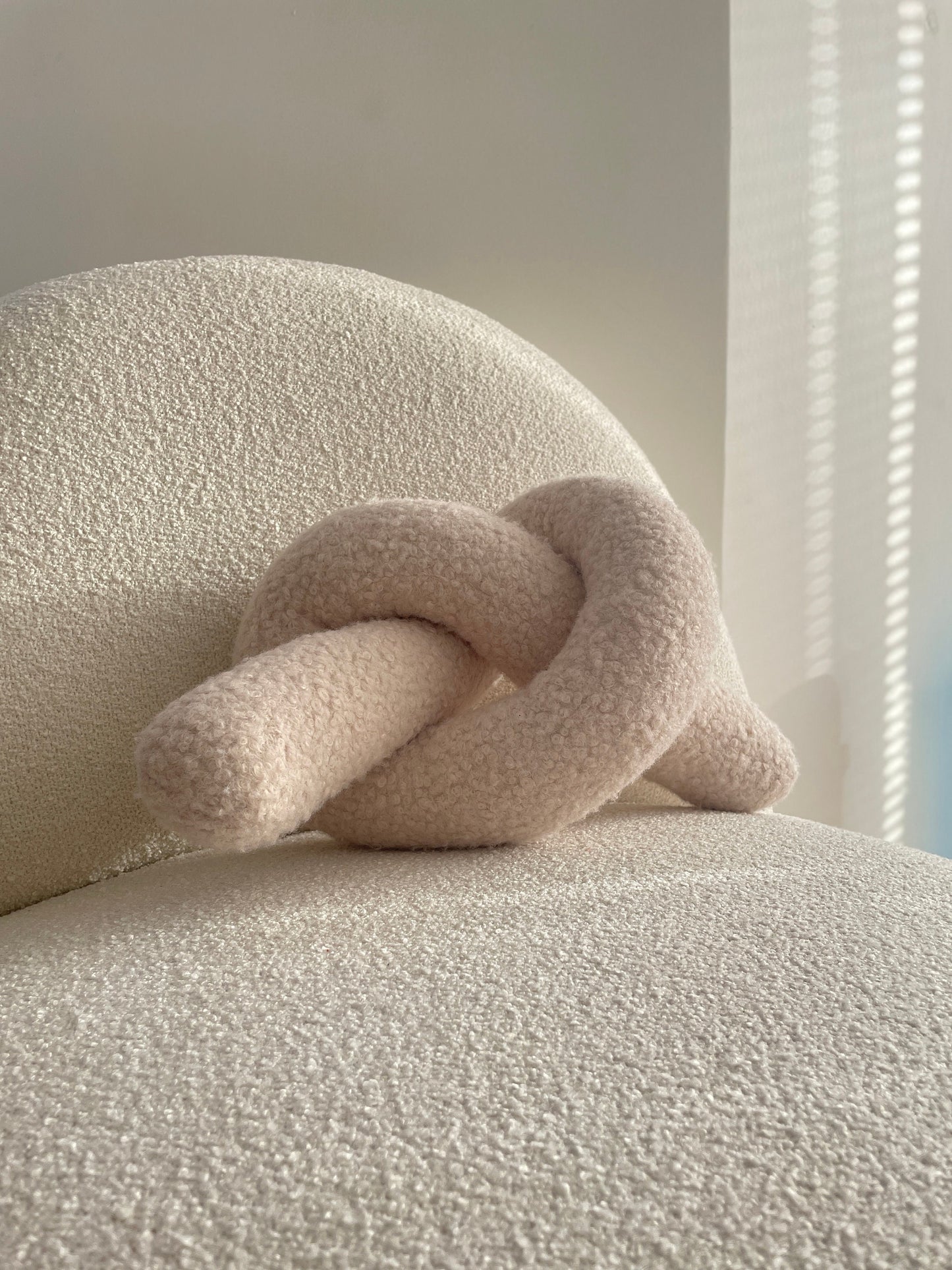 Boucle Knot Pillow: Chunky Teddy Decorative Cushion