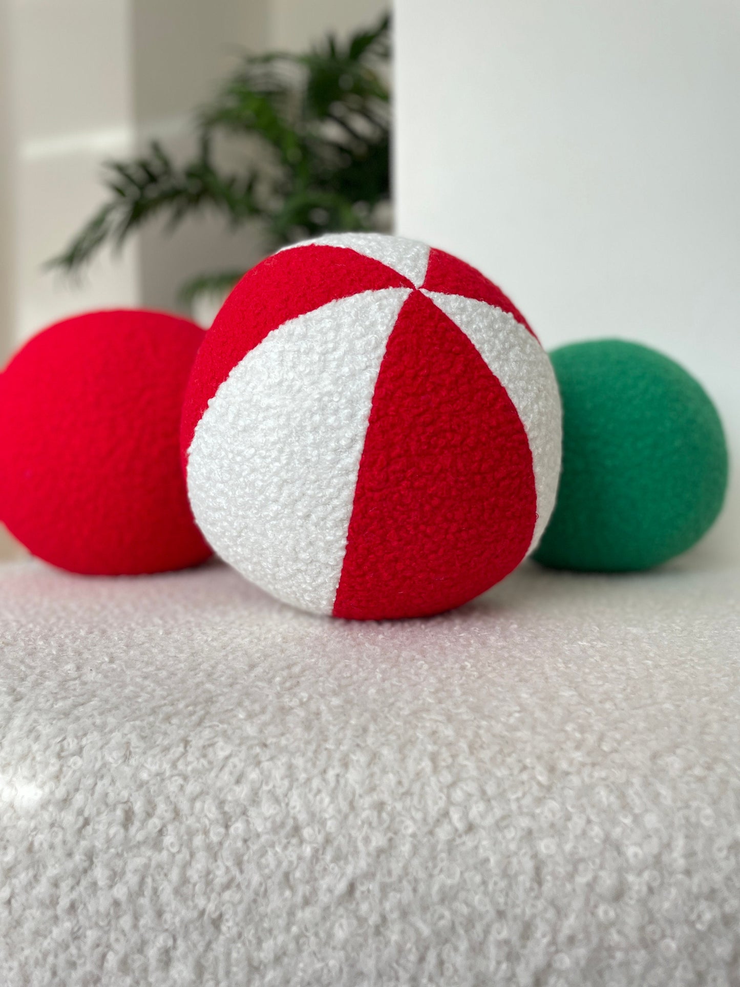 Boucle Ball Pillow: Christmas Ornament, Modern Home Decor