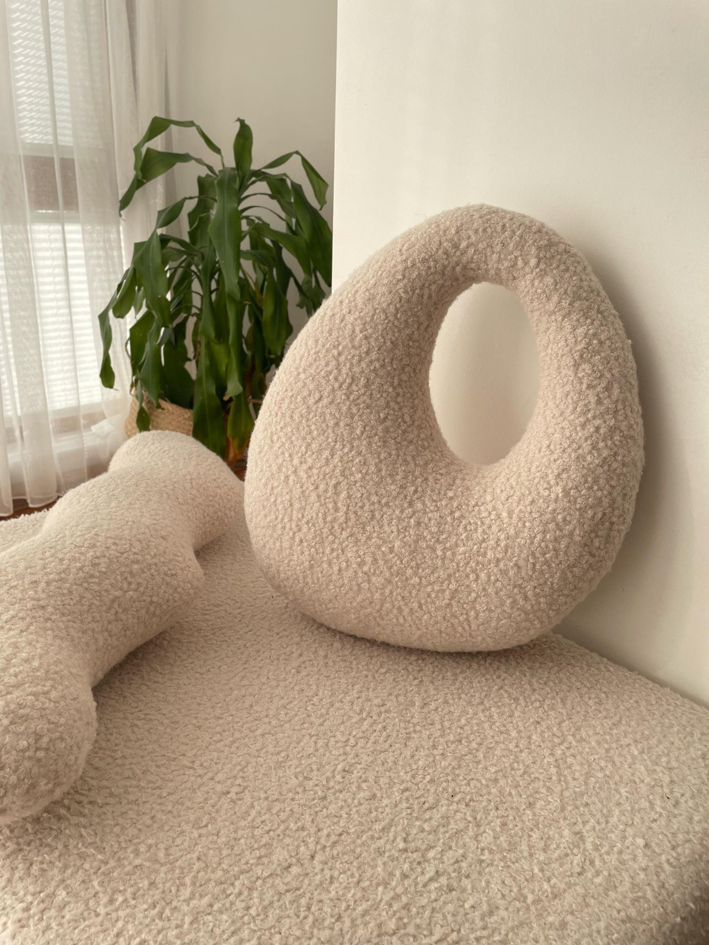 Amorphous Boucle pillow | Asymmetrical Design | Neutral Earthy Tones