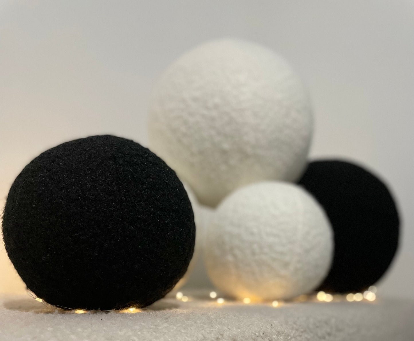 Black Boucle Ball Pillow: Handmade Teddy Cushion, Home Decor