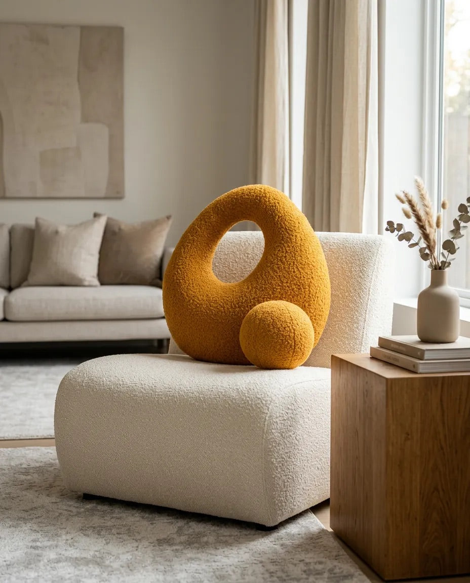 Mustard Amorphous Boucle Pillow