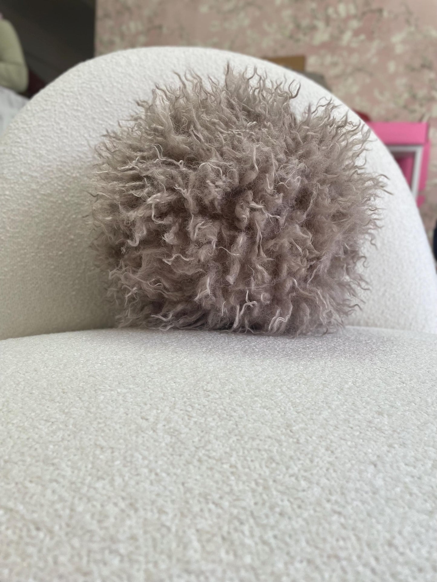 Tibetan Faux Fur Pillow Cover | Brown Textured Cushion | Neutral Accent