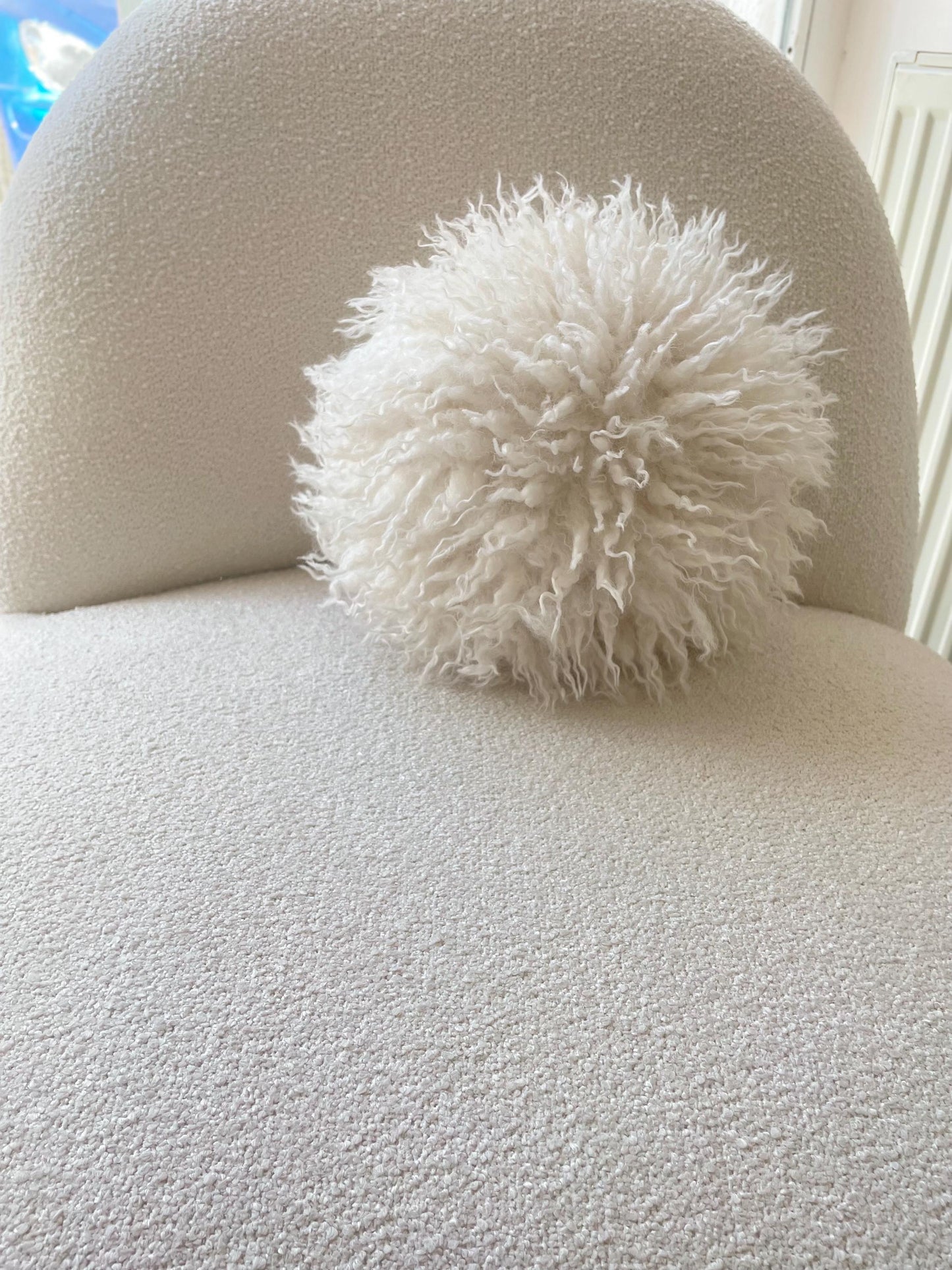 Tibetan Faux Fur Pillow Cover | Cream Textured Cushion | Neutral Accent