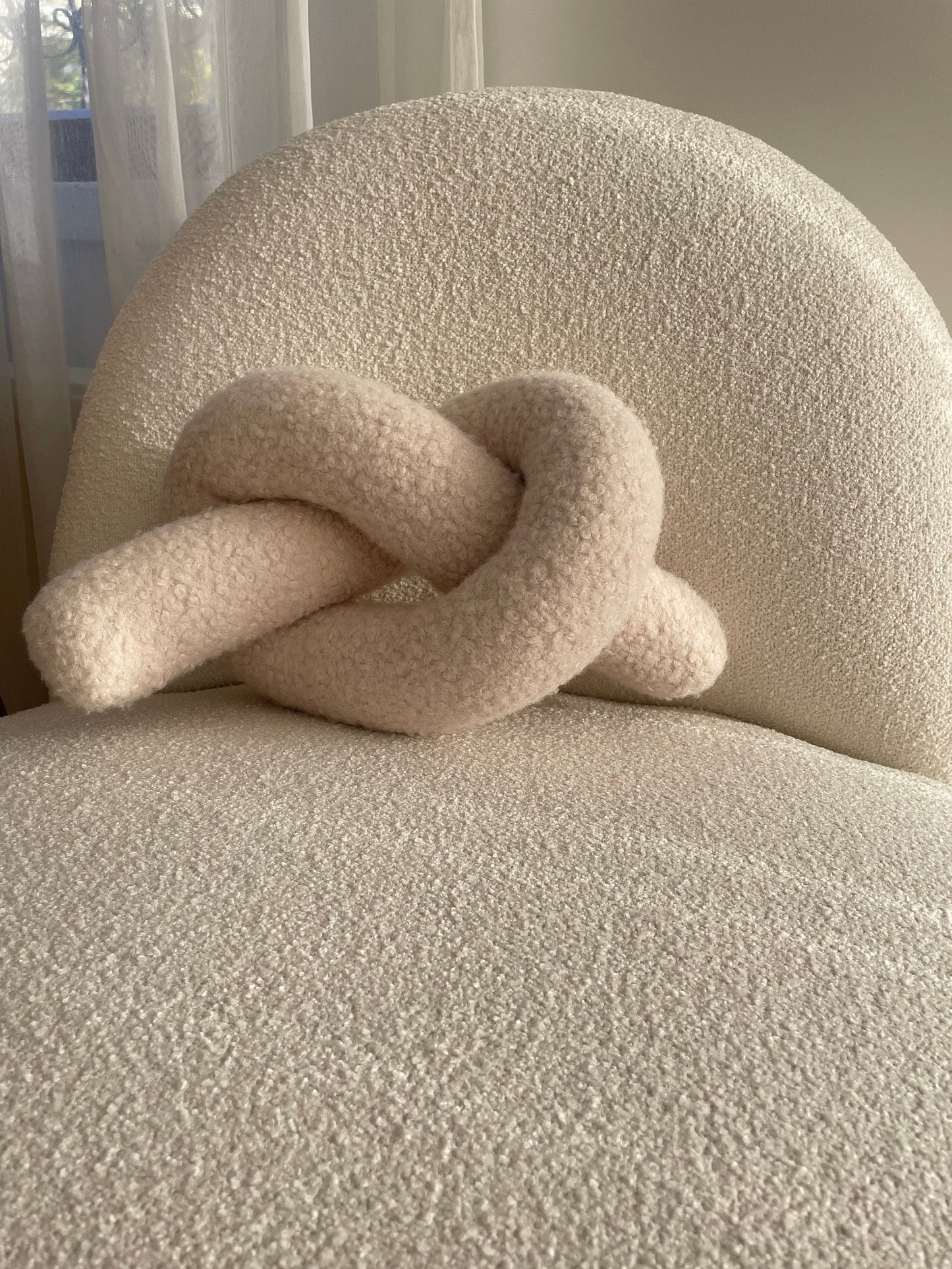 Boucle Knot Pillow: Chunky Teddy Decorative Cushion