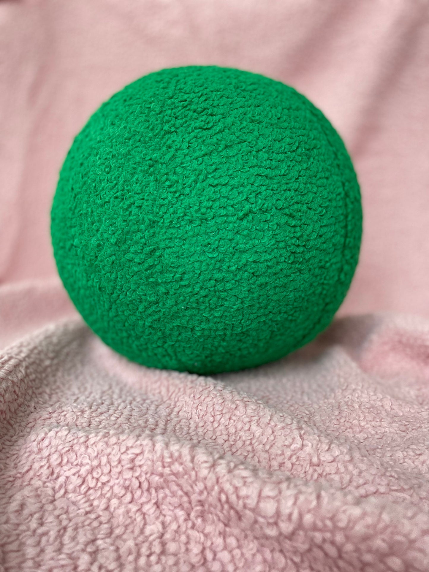 Emerald Green Boucle Ball Pillow, Modern Home Decor