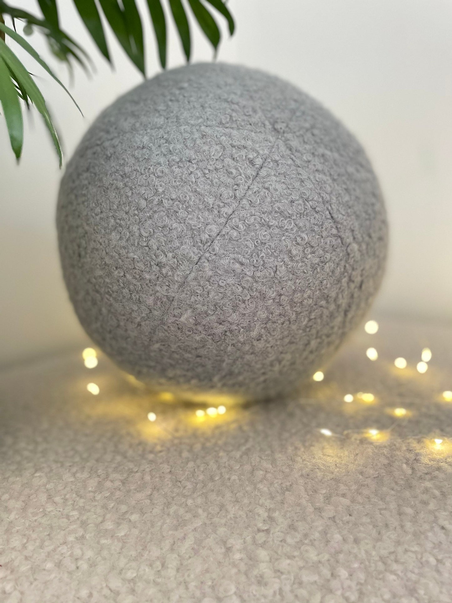 Boucle Ball Pillow: Grey Teddy Home Decor