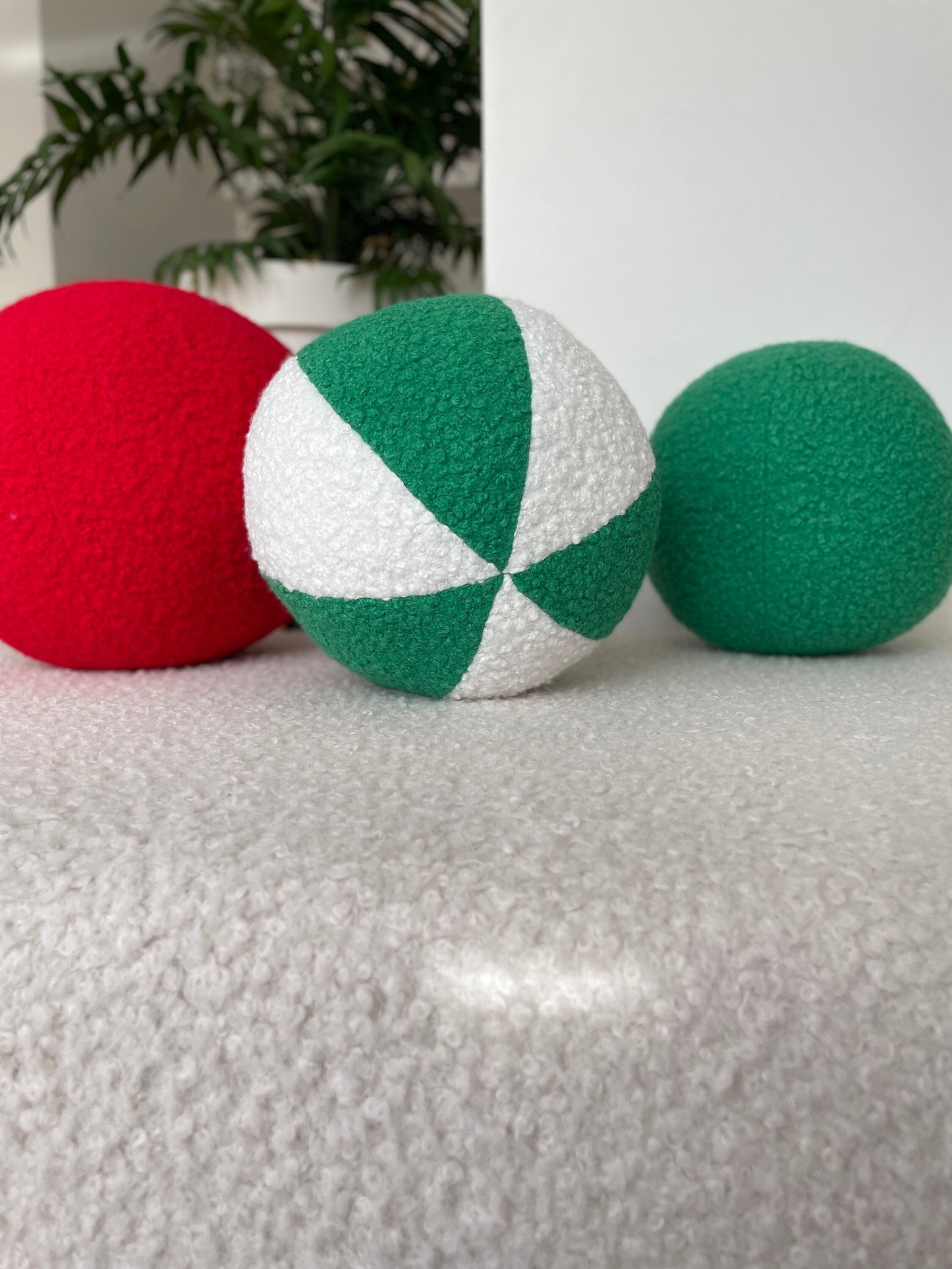Boucle Ball Pillow: Christmas Ornament, Modern Home Decor