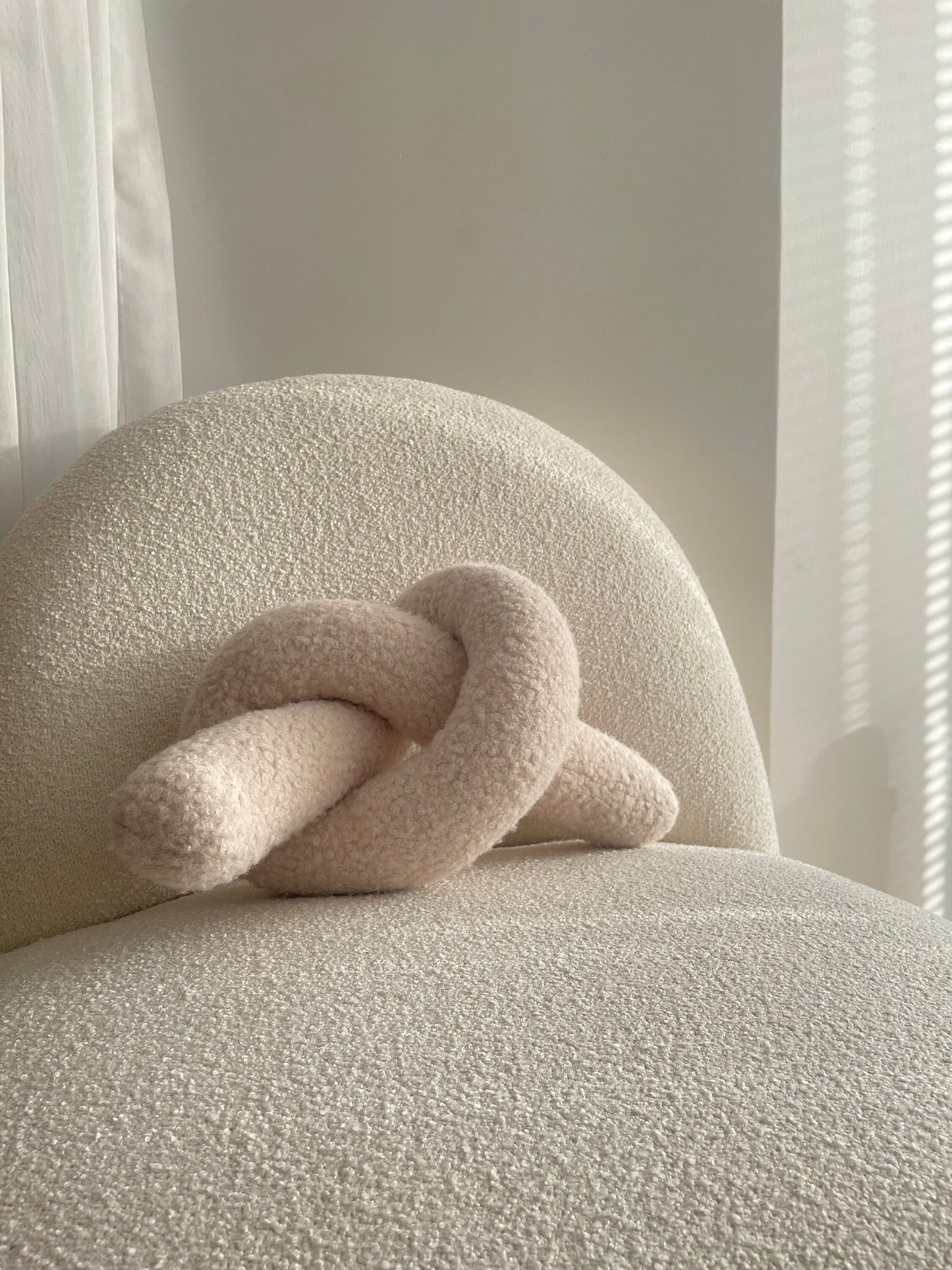 Boucle Knot Pillow: Chunky Teddy Decorative Cushion
