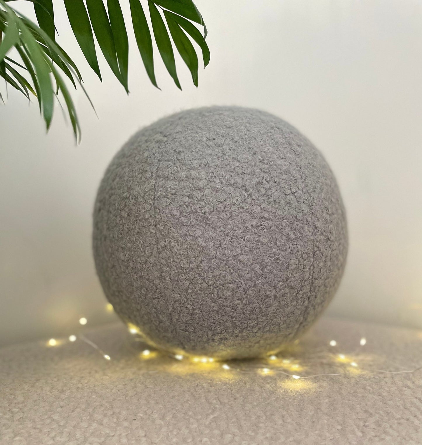 Boucle Ball Pillow: Grey Teddy Home Decor