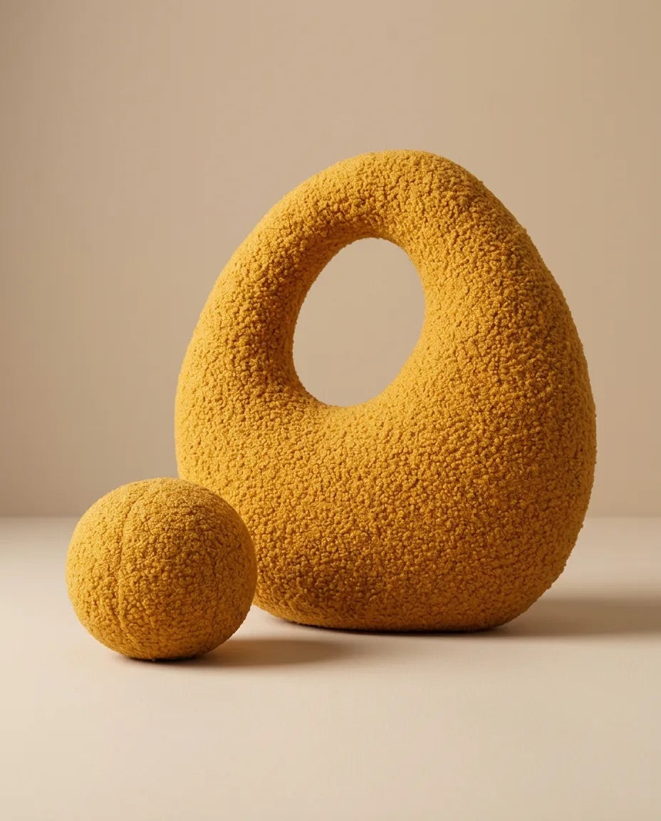 Mustard Amorphous Boucle Pillow