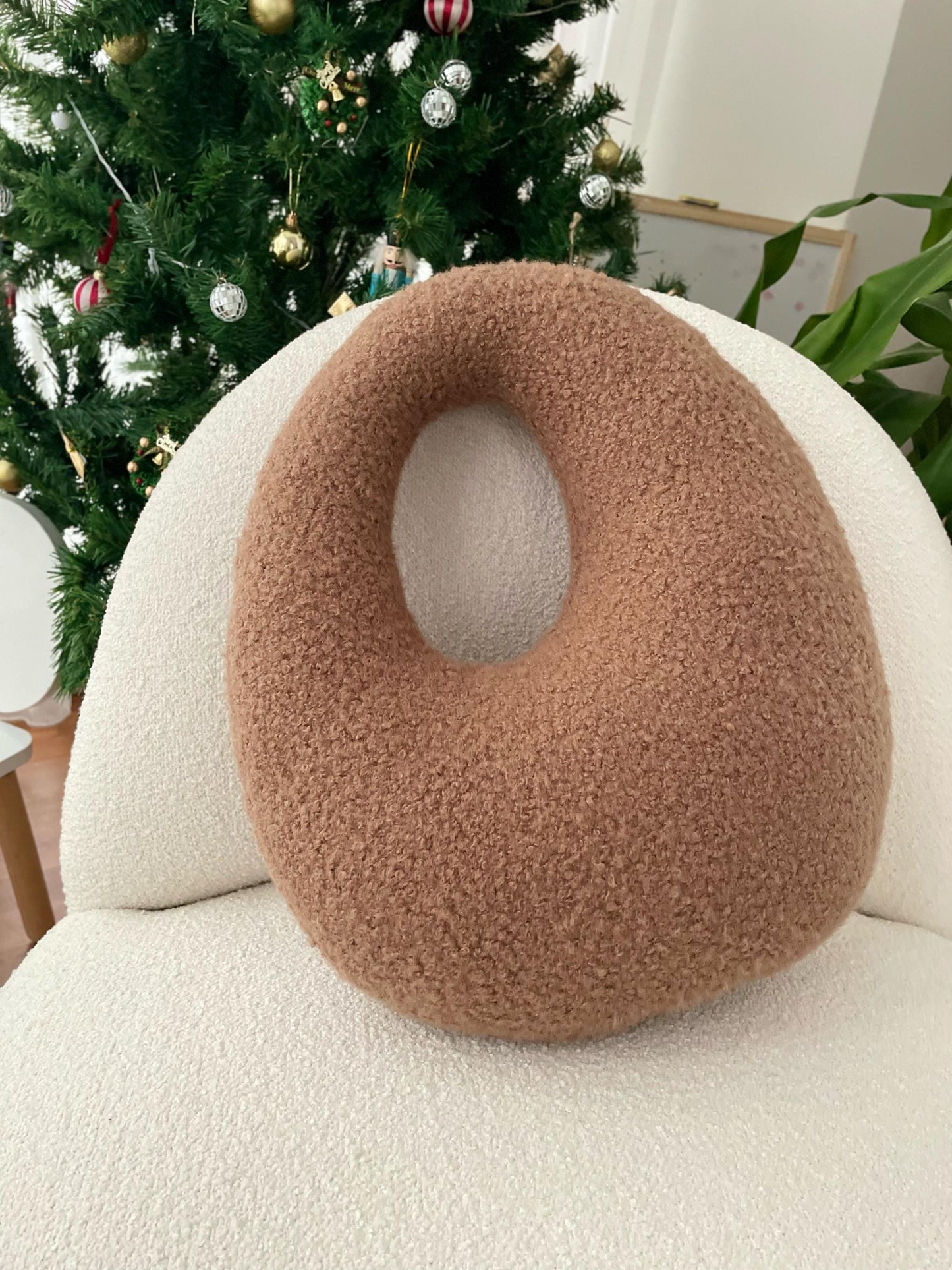 Amorphous Mocha Mousse Boucle Cushion | Asymmetrical Design | Neutral Earthy Tones