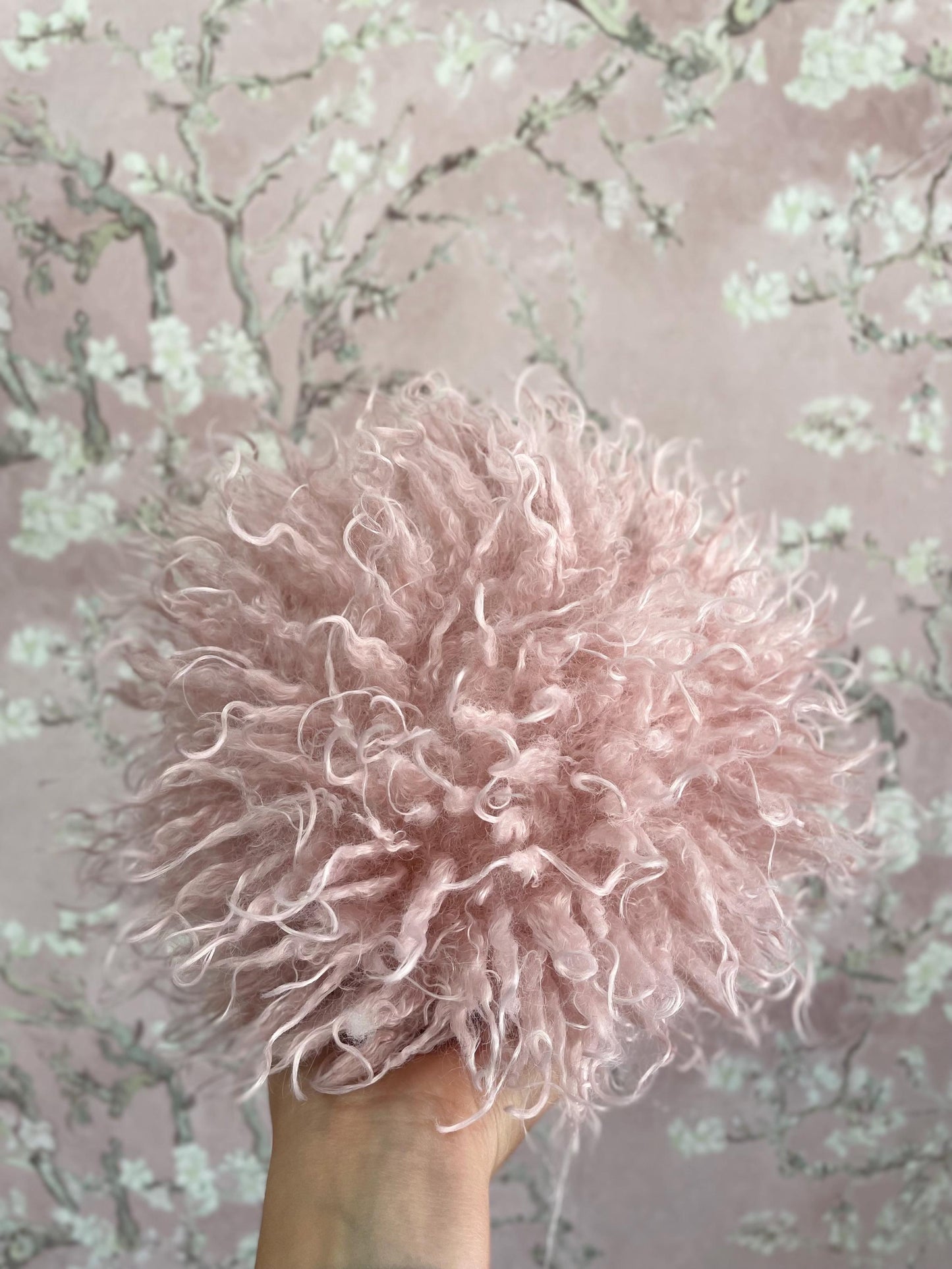 Pink Luxurious Faux Lamb fur Ball Pillows- Tibetan Lamb - Boho- Chic